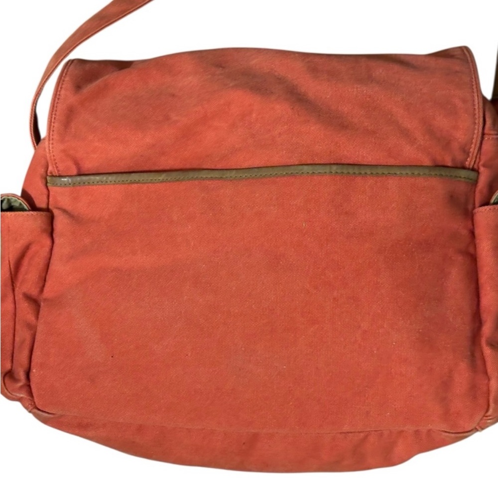 Vintage L.L. Bean Canvas Messenger Bag/ Satchel/Leather Trim/Salmon Red - Picture 3 of 16